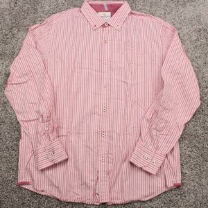 Tommy Bahama Jeans Button Up Shirt Mens XL Red White Stripe Cotton Casual